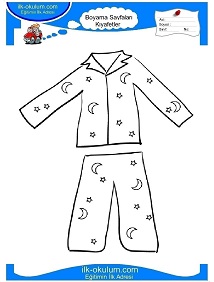 Çocuklar İçin Eşofman-Pijama Boyama Sayfaları 